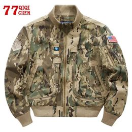 Men's Down Parkas Mens MA1 Bomber Jackets Camouflage Stand Collar Multiple Pockets Waterproof Pilot Causal Loose Tactical Coat Spring Fall 231213