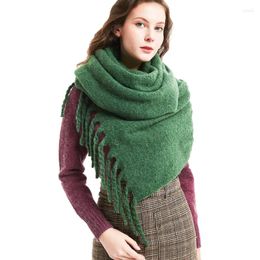 Scarves Winter Solid Colour Cashmere Scarf Women Luxury Autumn Thickened Warm Shawl Classic Tassels Fluffy