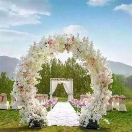 O shape wedding Centre pieces Metal Wedding Arch Door Hanging Garland Flower Stands with Cherry blossoms For Wedding Event Decor238H