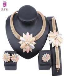 Bridal Gift Nigerian Wedding Jewelry Set Whole Fashion Dubai Gold Jewelry Women Design Necklace Earring Ring8569754
