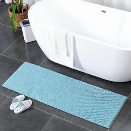 Carpets Long Size Bathroom Mat Carpet Chenille Bath Mat Non-slip Rugs For Bathtub Side Water Absorption Toilet Floor Mat 50*120 50*140cm 231212