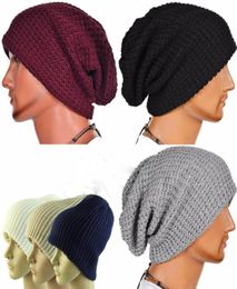 Men and women hat cotton striped hip hop winter warm hat scarf Beanies knit long loose hat headdress7559402
