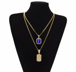 Pendant Necklaces Bling Iced Out Hip Hop Dog Set Mens Womens Gold Colour Zinc Alloy Big Red Stone CAGM00533625365