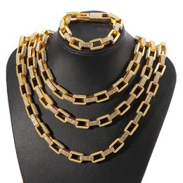 New Fashion Square Miami Cuban Chain Choker Necklace Pave Bling Rhinestone Hip Hop Necklace 18 20 24 Inch Jewelry276J