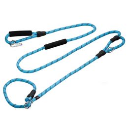 Dog Training Obedience Reflective P Chain Large Leash Slip Collar 2 Handles pet Walking Lead Long short Rope Double handle For Medium big Dogs 231212