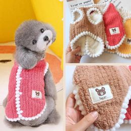 Dog Apparel Coral Velvet Vest Pet Clothes Bear Pattern Winter Warm Coats For Puppy Small Medium Dogs Sweatshirt Jacket Chihuahua