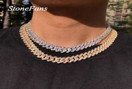 Stonefans Hip Hop Cuban Link Chain Choker Necklace Bling Jewlery Men Women Fashion Iced Cuban Rhinestone Necklace Collar Chain T201596113