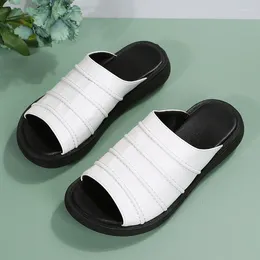 Slippers Women Cutout Platform Slipper 2023 Wedge Heel Non-Slip Solid Colour Comfortable Fashion Slip-on Sandal Ladies Slides