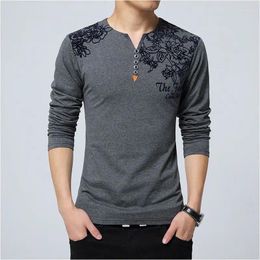 Men's T Shirts Fashion Men Clothing Long Sleeve Cotton T-shirt Spring Autumn Big Size Ventilate Basic Korean Bottoming V-neck Loose Casual