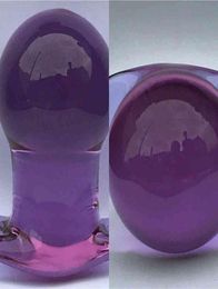 Nxy Sex Anal Toys New Purple Crystal 50mm Large Butt Plug Vagina Ball Glass Dilatador Anal Dildo Bead Prostata Massage Ass Buttplu4618060