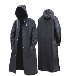 Black Fashion Adult Waterproof Long Raincoat Women Men Rain coat Hooded For Outdoor Hiking Travel Fishing Climbing Thickened 231225