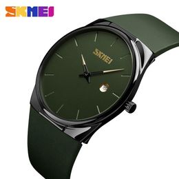 SKMEI Quartz Watch Men Lady Fashion Mens Women Wristwatches Waterproof PU Small Dial Watches Army Green relogio masc 1509306t