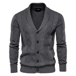 Men's Sweaters AIOPESON Cotton Argyle Cardigan Men Casual Single Breasted Solid Color Business Mens Cardigans Winter Fashion Sweater Man 231212