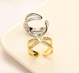 Fashion Jewellery Designer Letter Rings Women Loves Charms Wedding Supplies Crystal 18K Gold Plated Copper Finger Adjustable Open Ri4586450