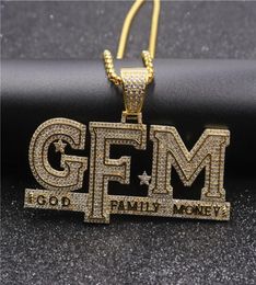 Hip Hop Iced Out Letter God Family Money Pendant Necklace Gold Silver Plated Mens Bling Jewelry Gift1028503