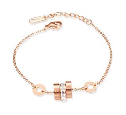 Lady Silver Ladies Rose Gold Diamond Charm Bracelets Designer Fashion Titanium Steel Simple Roman Numerals Chain Bangle Bracelet 23380969