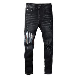 Amrir Jeans Denim Trousers Mens Jeans Designer Jean Men Black Pants High-End Quality Straight Design Retro Streetwear Casual Sweatpants Designers Pant 9441