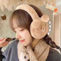 Berets Plush Bear Earmuffs For Women Winter Thickened Kawaii Fluffy Ear Warmer Girls Cute T136