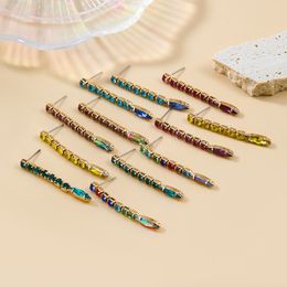 Bohemian Fashion Colourful Crystal Drop Earring For Women Girl Elegant Banquet Rhinestone Dangle Earring Jewellery Accessories