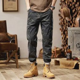 Men's Pants Men's Cotton Casual Cargo Pants Tactical Military Camouflage Black Blue Multiple Pockets Slim Fit Straight Trousers YQ231213