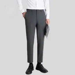 Men's Suits 2023 Spring Summer Ice Silk Four Side Casual Suit Pants Solid Colour Trousers Slim Work Wear Male Clothing Y401