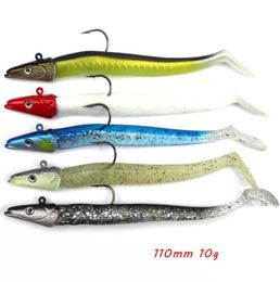 11cm 10g Bionic Fish Hook Soft Baits Lures Jigs Single Hooks Fishhooks 5 Colour Mixed Silicone Fishing Gear 5 Pieces Lot W246491151