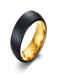 8mm Mens Womens Dome Black Tungsten Carbide Wedding Band Ring Gold Inside Comfort FitSize 8128436722