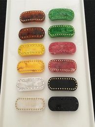 2022 new fashion luxury Hair Clips Barrettes girls simple personality P letters designer colorful crystal stone hairpins brand box8923617