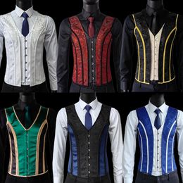 Men's Body Shapers Men's Tight Abdomen Corset Slimming Waist Bones Shaping Vest Stomach Belly Control Vintage Waistcoat Elegant Medieval Corset 231212