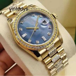 Movement Watch Diamond Watches 36mm Luxury 18238 Bezel Mechanical Automatic Gold Stainless Steel Bracelet Original Box
