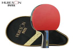 Huieson 7 Ply Pure Wood Table Tennis Racket Double Face Pimplesin Sticky Rubber 4 StarPong Paddle Bat for New Learners223Y7687293