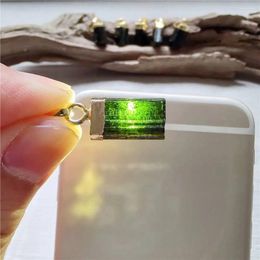 Pendant Necklaces FUWO 1Pcs Natural Green Black Tourmaline Golden Plated Raw Semi-Precious Stone Accessories For Jewellery Making PD410