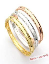 Europe America Fashion Style Lady Women Brass Engraved Letter Signature Edge Bead Bangle Bracelet 3 Color5918495