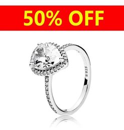 925 Silver Logo Wedding RING Original Box for Sterling silver Tear drop CZ Diamond Rings for Women Girls Christmas gifts4775352