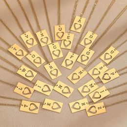 Chains Mom Ladies Minimalist Small Love Initial Necklace Jewellery Gold Plated Mini Heart Shape Letter Pendant Drop