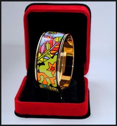 Dream Garden Series 18K goldplated enamel bangle bracelet for woman Top quality bracelets bangles width 30 mm Fashion jewelry as 2254755
