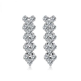 3A Austria Diamond Stud Luxury Heart Designer Earrings Shining Crystal Genuine 925 Sterling Silver Charm Zircon Roman Love Earring272s