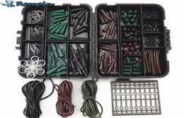 Rompin Assorted Carp Fishing Accessories Tackle Boxes for Hair Rig Combo box with HooksRubber Swivels Beads SleevesStoppers7433013