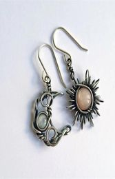 Charm designer earrings luxury Jewellery Boho Style Sun Moon European and American Fashion Moonstone Asymmetric Earring1646772