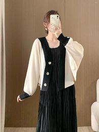 Women's Jackets Miyake Fold 2023 Winter Loose Knit Cardigan Coat Thick South Oil High-end Short