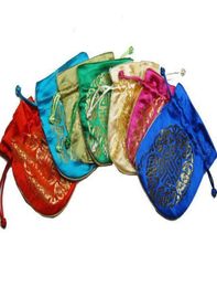 Colorful Joyous Drawstring Small Gift Bags Jewellery Pouches China style Silk brocade Birthday Party Favor Pouch Whole4917340