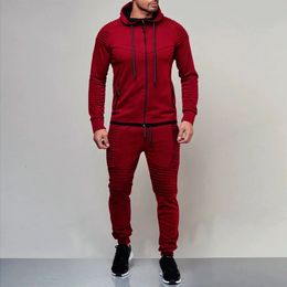 Mens Tracksuits 2 pieces of autumn running track set mens sportswear gym clothing training outdoor 231213