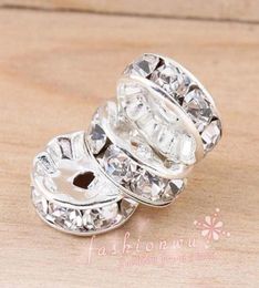 200pcslots Plated Silver Rhinestone Round Spacer Beads 10mm For Jewellery Making Bracelet Necklace DIY Findings3052986