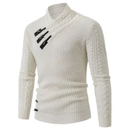 Men's Sweaters European and American Half High Necked Men's Sweaters Autumn and Winter Slim Fit Long Sleeved Knitwear Sweater Sweater 231212