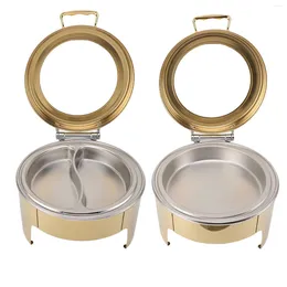 Plates Buffet Chafing Dish Gold Constant Temperature Visible Lid 6L Stainless Steel Service Warmer For El EU Plug
