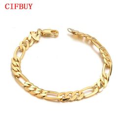 CIFBUY 7mm 21cm Men039s Bracelet New Trendy Gold Colour Figaro Stainless Steel Chain Fashion Jewellery Gift pulseira masculina DM6901835