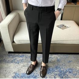 Men's Suits High Quality Men Solid Color Formal Business Suit Pants Black / Green White Wedding Prom Party Dress Trousers Size 29-36
