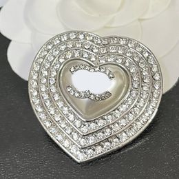 Brooches Pins Designer for Women Brand Letter Silver Plated Stainless Steel Inlay Crystal Jewellery Brooch Pin Men Marry Wedding Party Cloth Christmas Gift