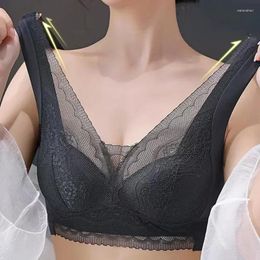 Yoga Outfit V-neck Lace Bras Tube Top Vest Style Fixed Cup Wrapping Chest Wide Shoulders Push Up Anti-sagging Bra Breasts Women Underwear