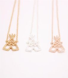 Fashion tent necklace pendant Very beautiful geometric vintage thatched cottage necklaces8055680
